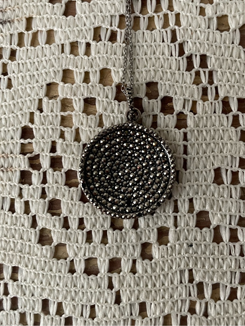 Sterling silver pendant with small rhinestones necklace